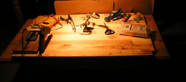 My workbench space ready for soldering