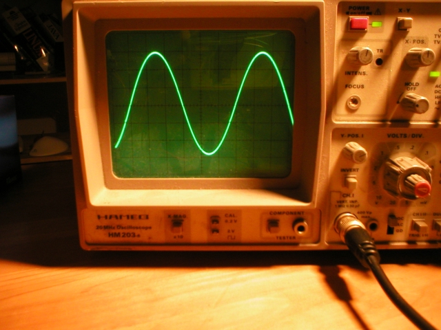 Full sine wave on Oscilloscope screen