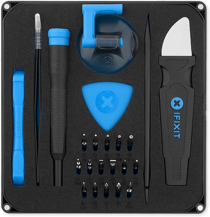 iFixit Essential Electronics Toolkit, Basic tool-set with 16 precision bits (4 mm), magnetic screwdriver & opening tools for electronic devices