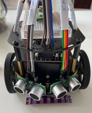 Front of the Coder Dojo robot showing sensors