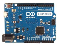The Arduino Leonardo Microcontroller board with headers