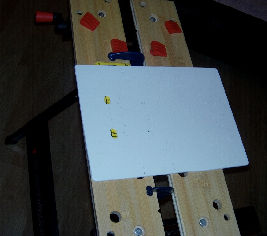 Chassis board cut with motor ports drilled