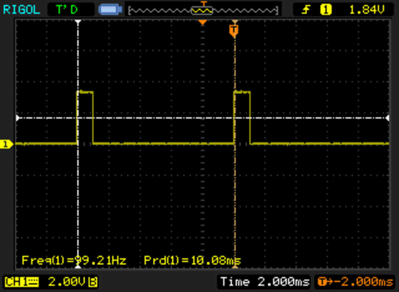 Oscilloscope with 0.9 to 0.1 duty cycle