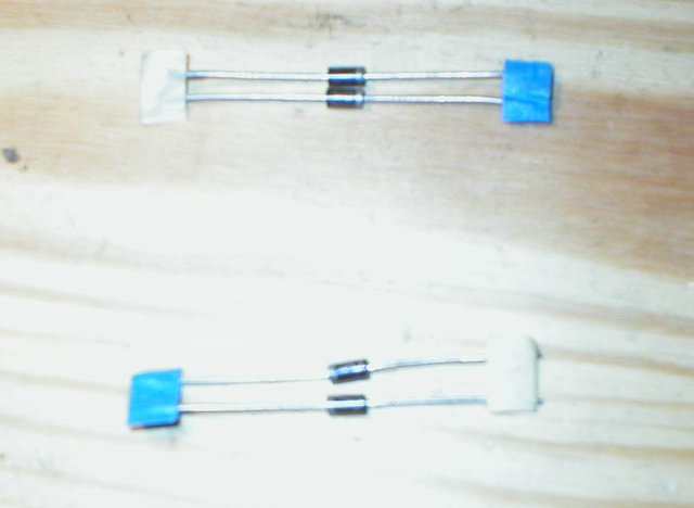 The two sets of diodes, seperated for assembly.